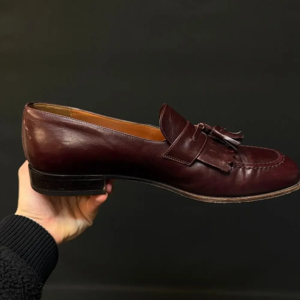 Men's Salvatore Ferragamo burgundy Kiltie Tasseled Loafers Size 9.5 uh25938 g 25